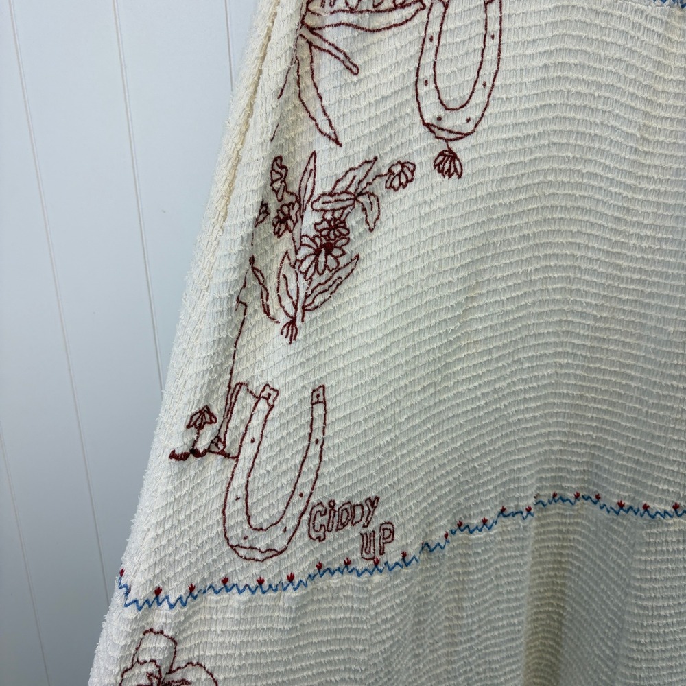 Kimchi Blue Cream Midi Dress with Brown Floral Embroidery - Picture 6 of 13